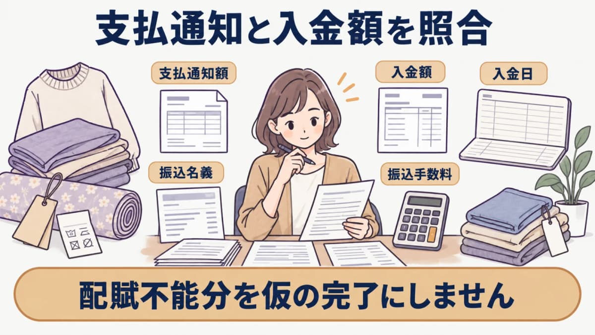 支払通知と銀行入金を照らし差額の名目と根拠を確認する場面
