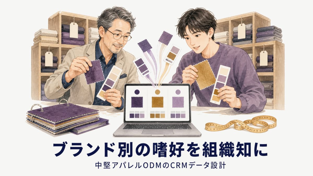 アパレルCRMでブランド別嗜好を組織知化する方法|中堅ODM受託の属人化解消【2026年版】