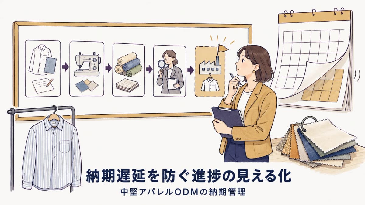 アパレル納期管理を仕組み化|中堅ODMが生産進捗を可視化し遅延を防ぐ方法【2026年版】