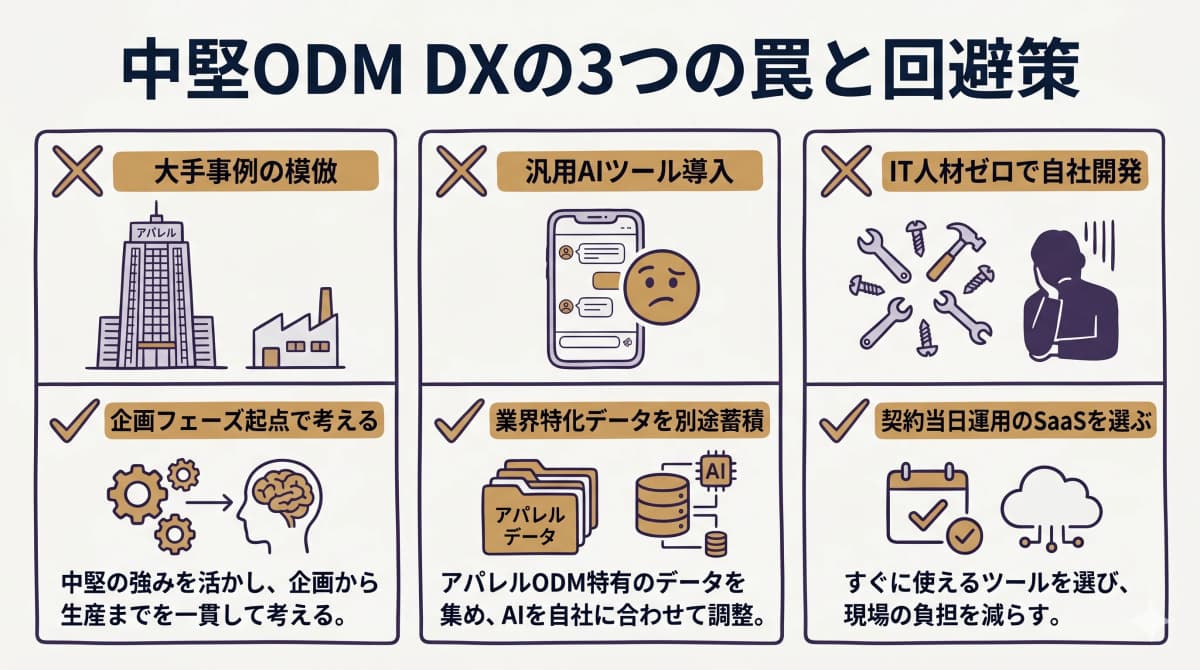 中堅ODMがDXで陥りがちな3つの罠と回避策