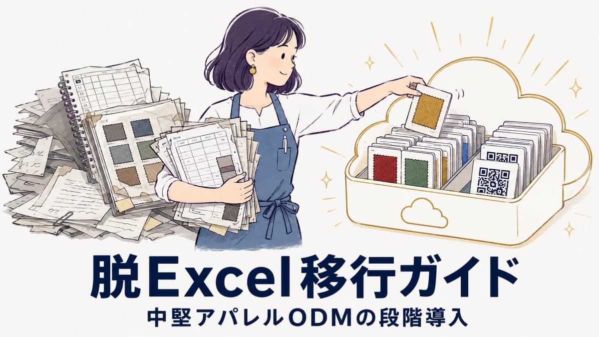 アパレル業務の脱Excel移行ガイド|中堅ODMの段階導入とデータ移行の進め方【2026年版】