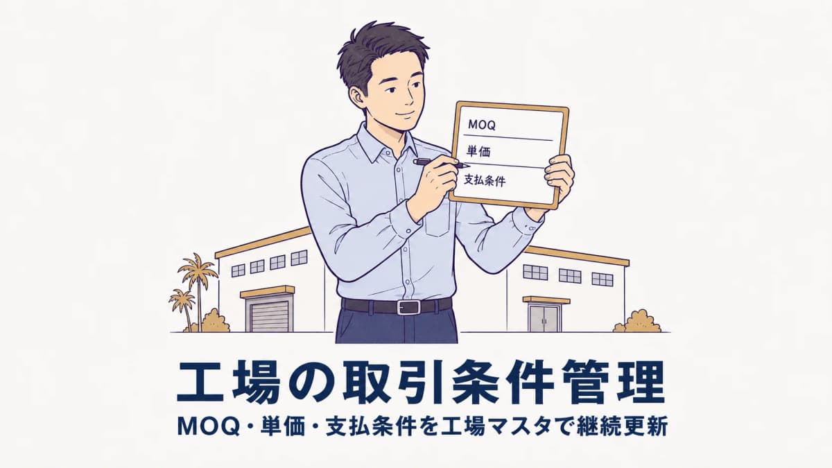 アパレル工場の取引条件管理|MOQ・単価・支払条件を工場マスタで継続更新【2026年版】