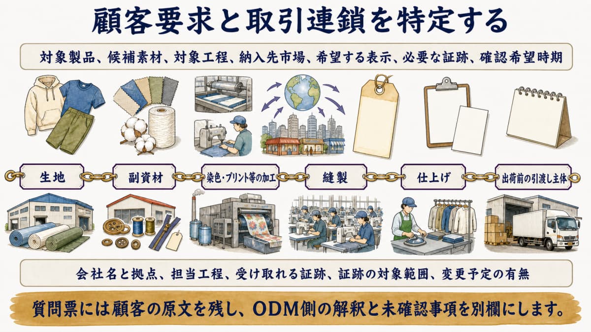 顧客要求から取引連鎖を特定する図
