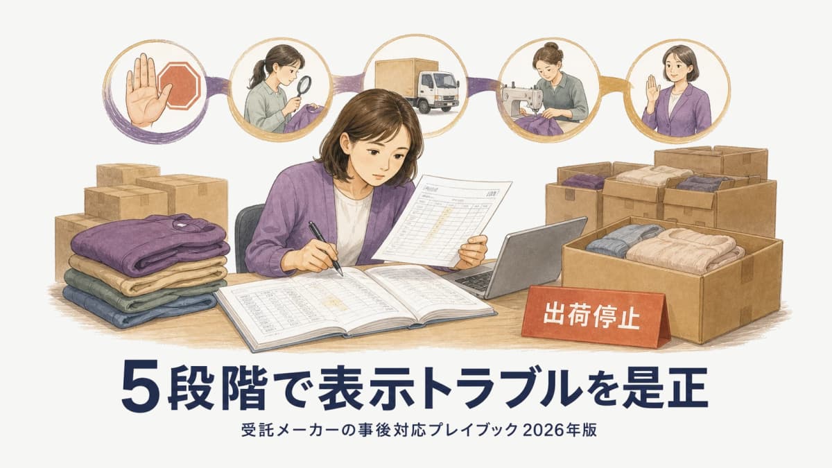 アパレル品質表示の間違い・トラブル是正フロー|回収・措置命令・消費者庁対応【2026年版】