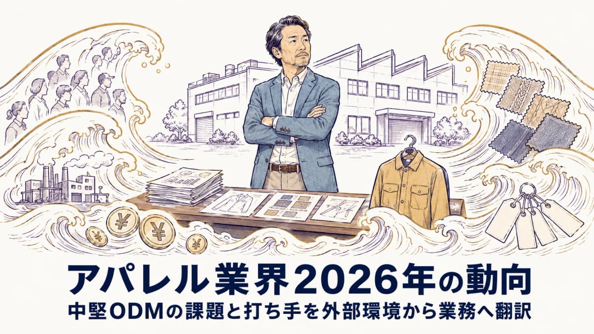 アパレル業界2026年の動向と中堅ODMの課題・打ち手【2026年版】