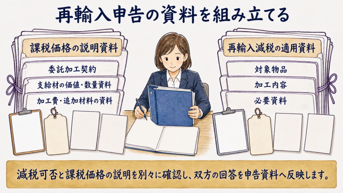 課税価格資料と減税資料を分けて組み立てる図