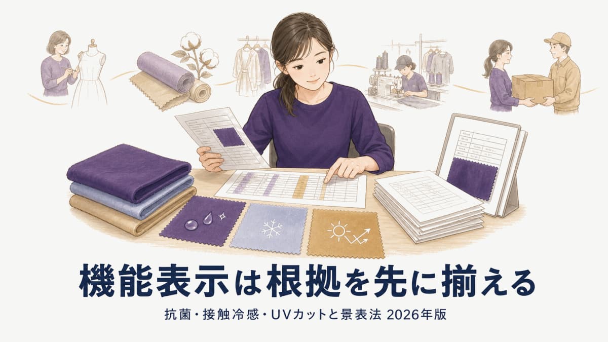 アパレルの機能性表示(抗菌・接触冷感・UV)と景表法|根拠エビデンスの管理【2026年版】