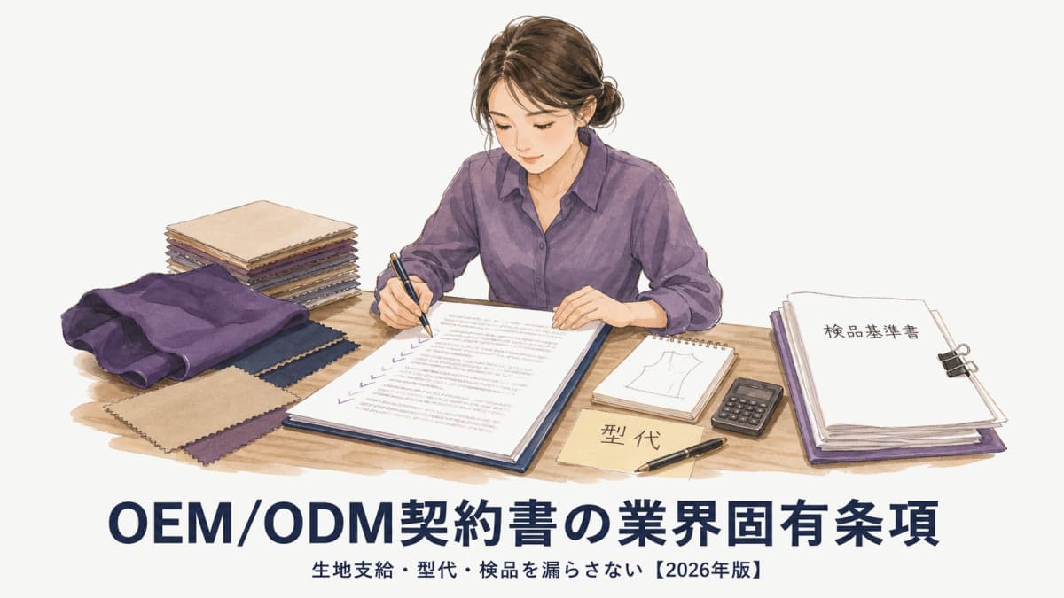 アパレルOEM/ODM契約書に入れるべき業界固有条項|生地支給・型代・検品【2026年版】