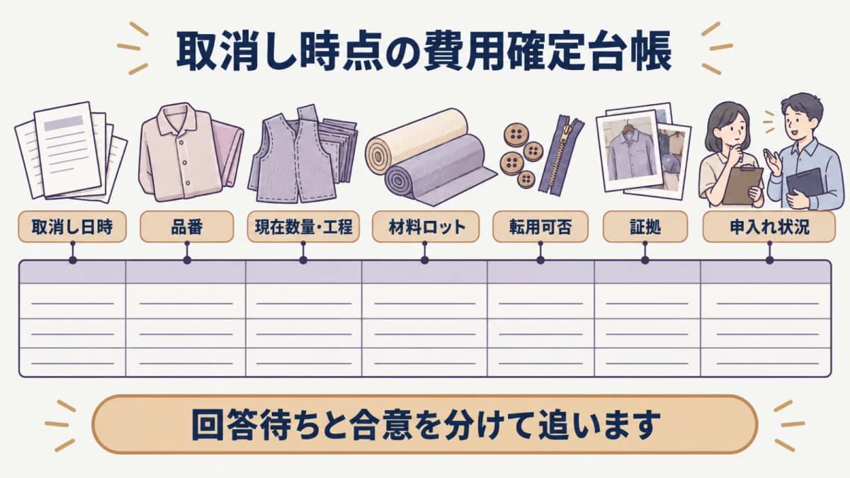 品番・工程・材料ロット・証拠を一行で結ぶ費用確定台帳