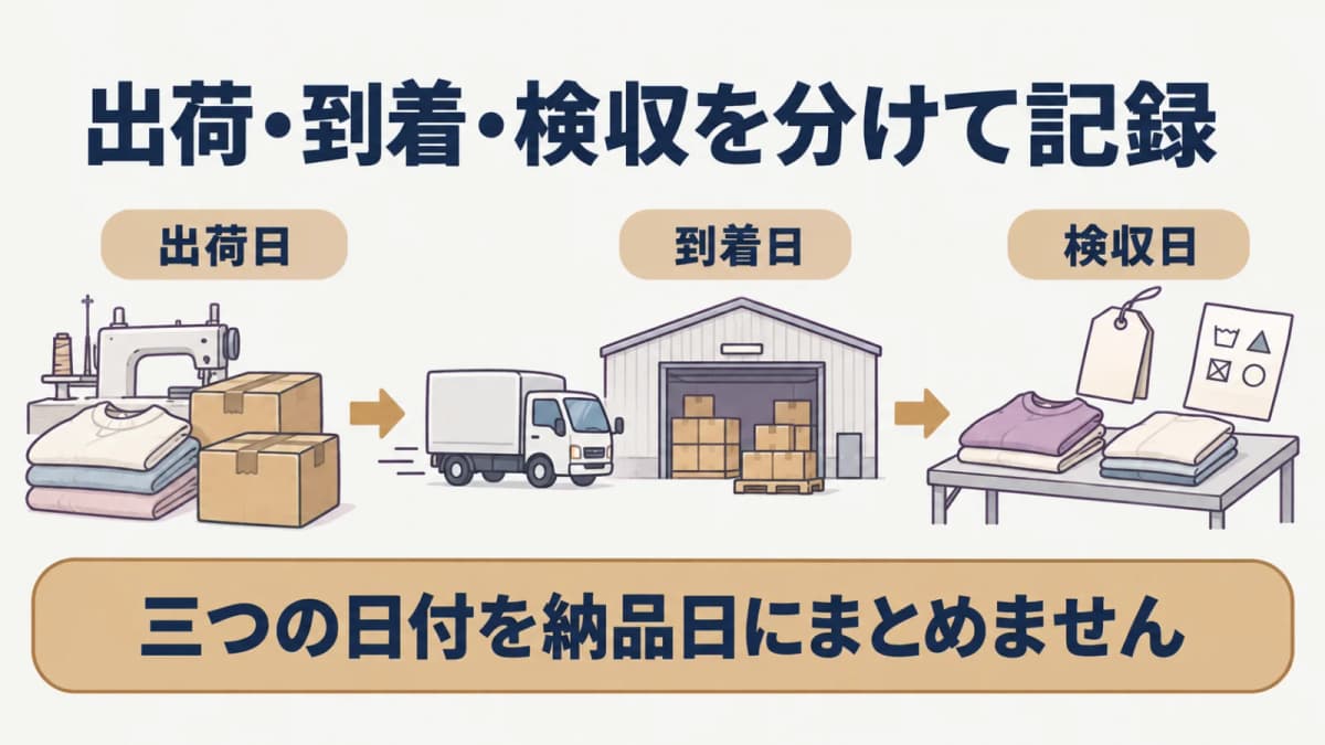 出荷日・到着日・検収日を別々に記録する物流タイムライン