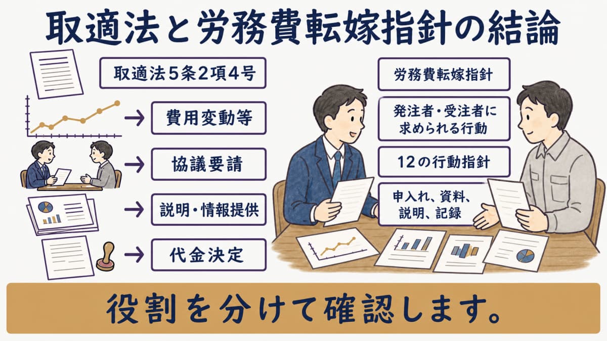 取適法5条2項4号と労務費転嫁指針を分ける全体図