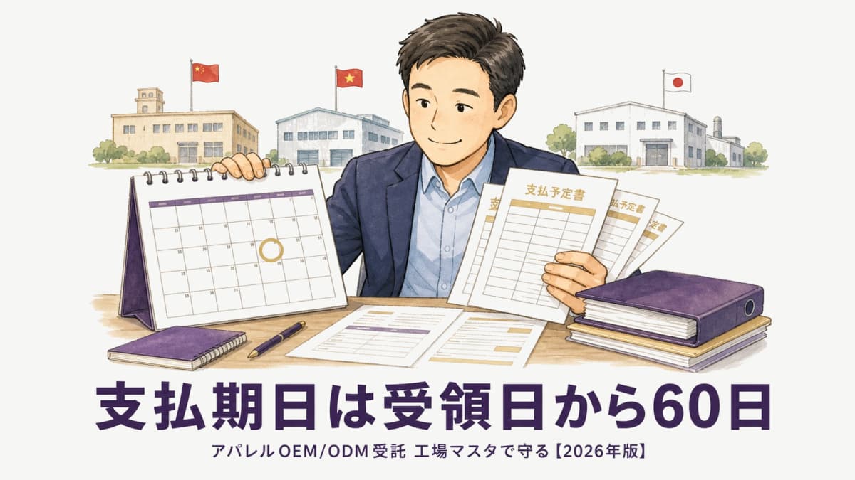 アパレルOEM/ODMの製造委託代金 支払期日ルールと工場マスタでの管理【2026年版】