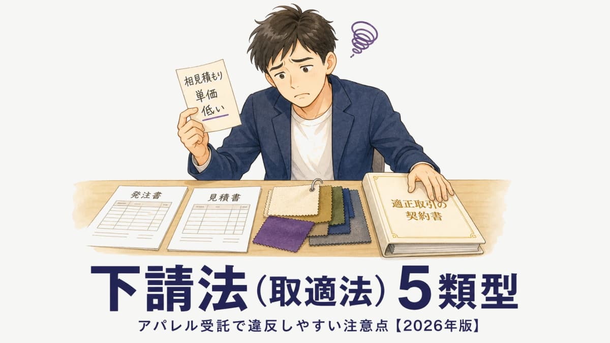 アパレル受託で違反しやすい下請法(取適法)5類型|買いたたき・型代未払い・支払遅延【2026年版】