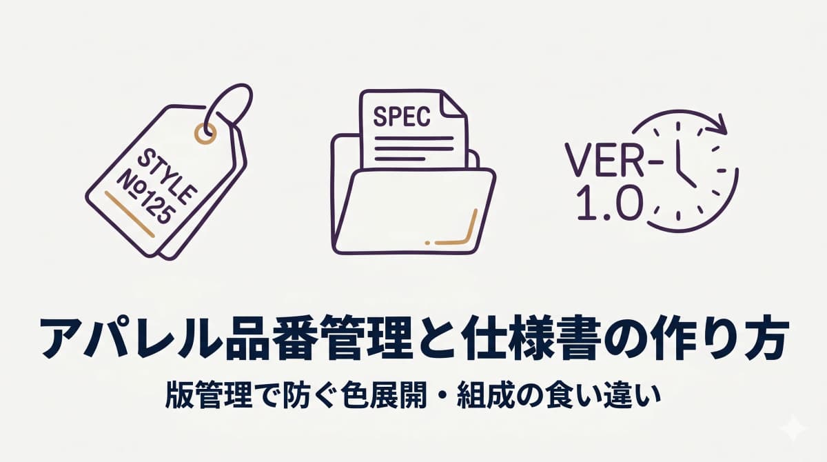 アパレル品番管理と仕様書の作り方|版管理で防ぐ色展開・組成の食い違い【2026年版】