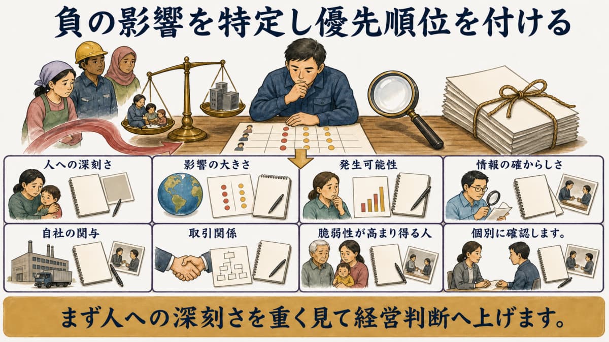 人への影響を特定し優先順位を付ける図