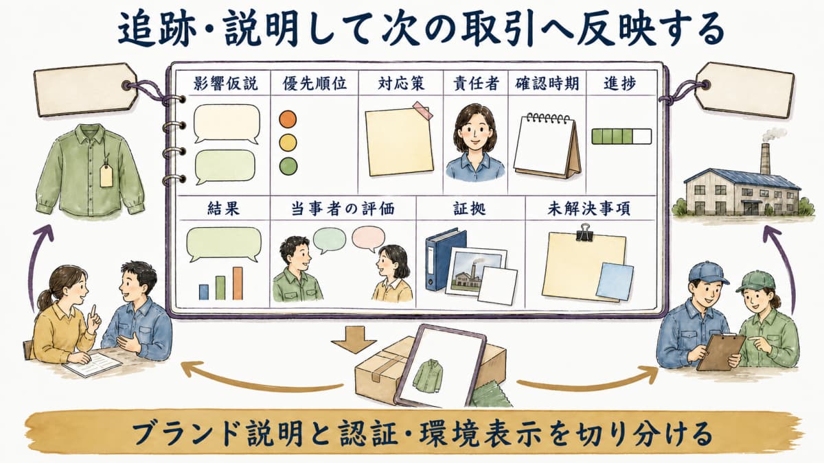 取組の追跡と次回取引への反映を示す図