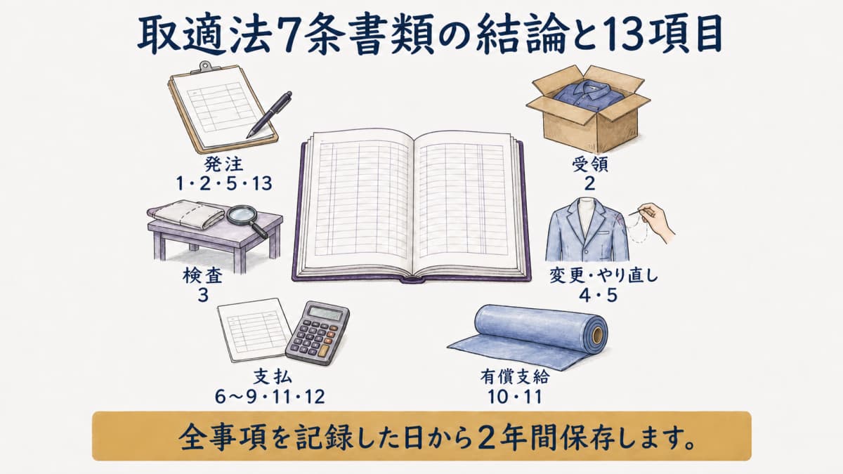 取適法7条書類の13項目と2年保存の全体図