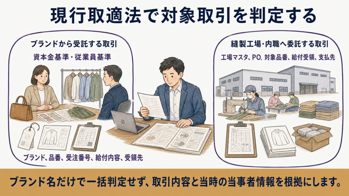 ブランド受託と工場委託を別母集団で抽出する図