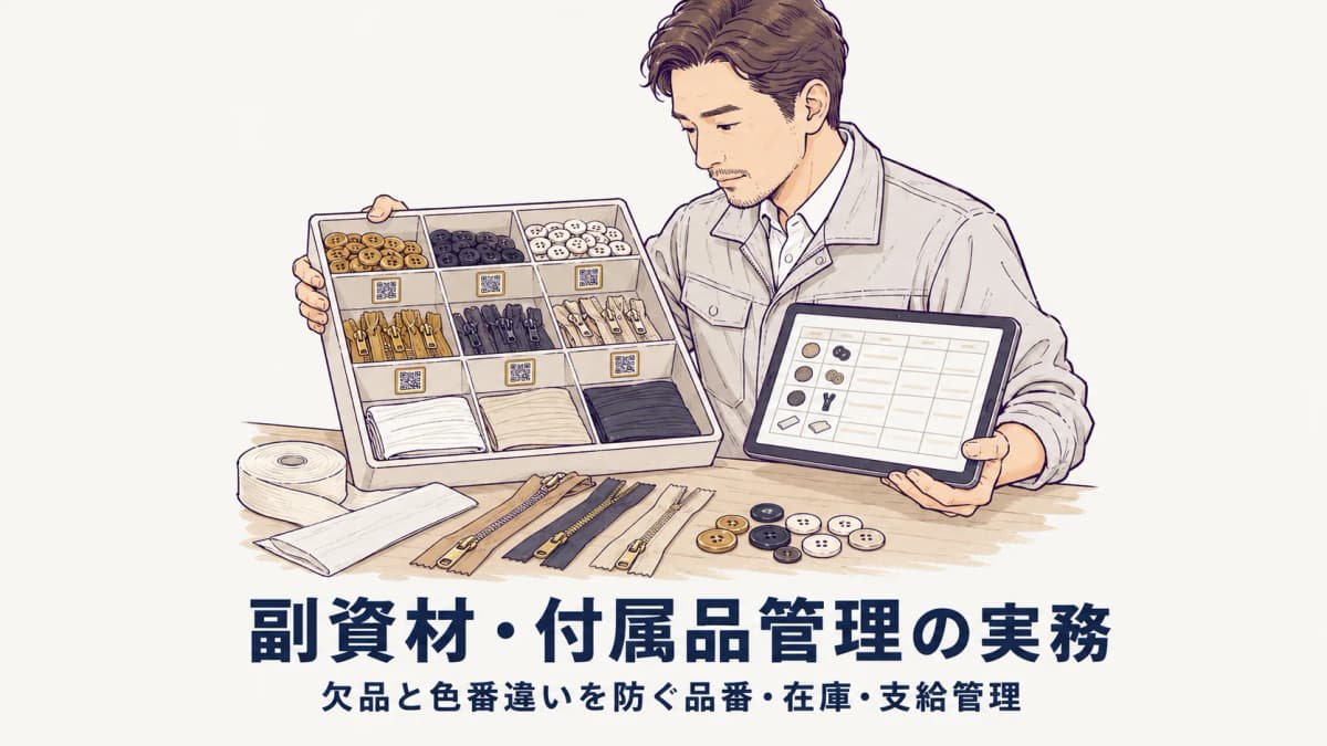 アパレル副資材・付属品管理の実務ガイド|欠品と色番違いを防ぐ品番・在庫・支給管理【2026年版】
