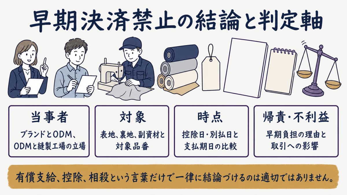 有償支給原材料等の対価の早期決済を判定する4軸