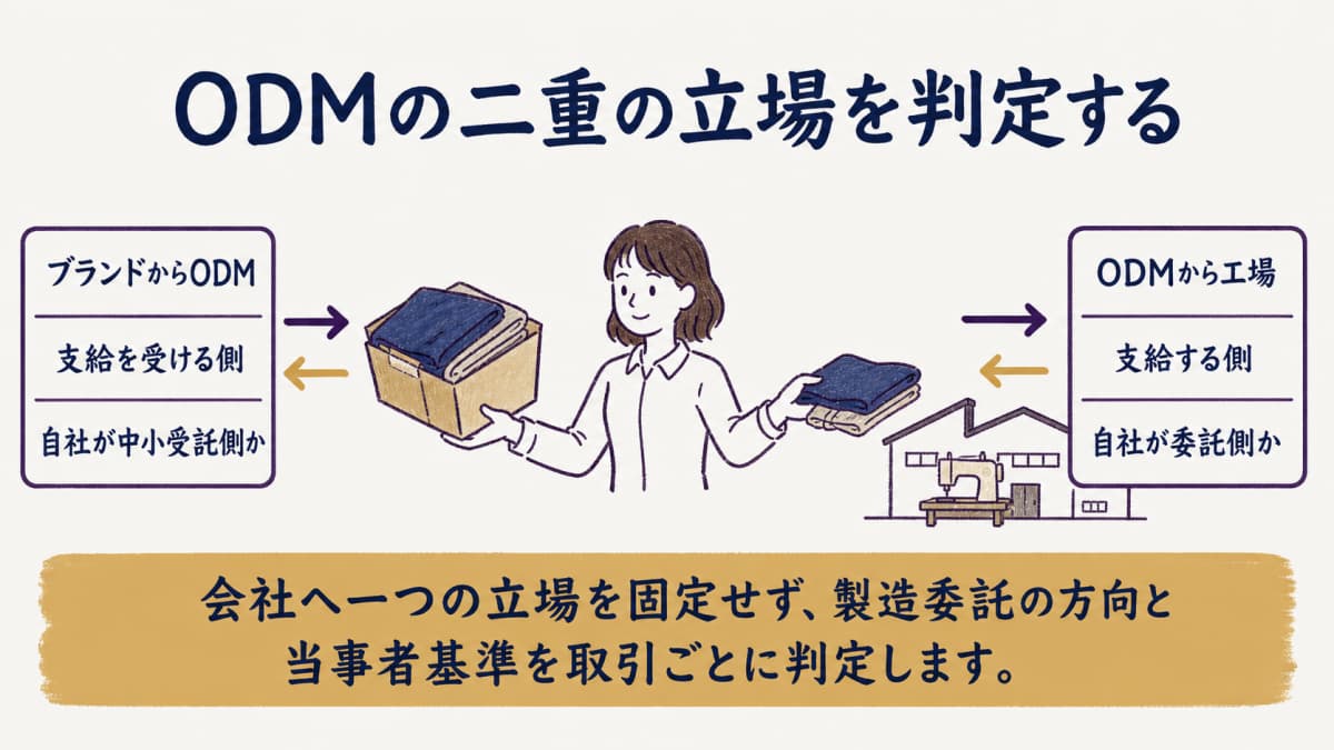 ブランドから支給を受ける側と工場へ支給する側の比較