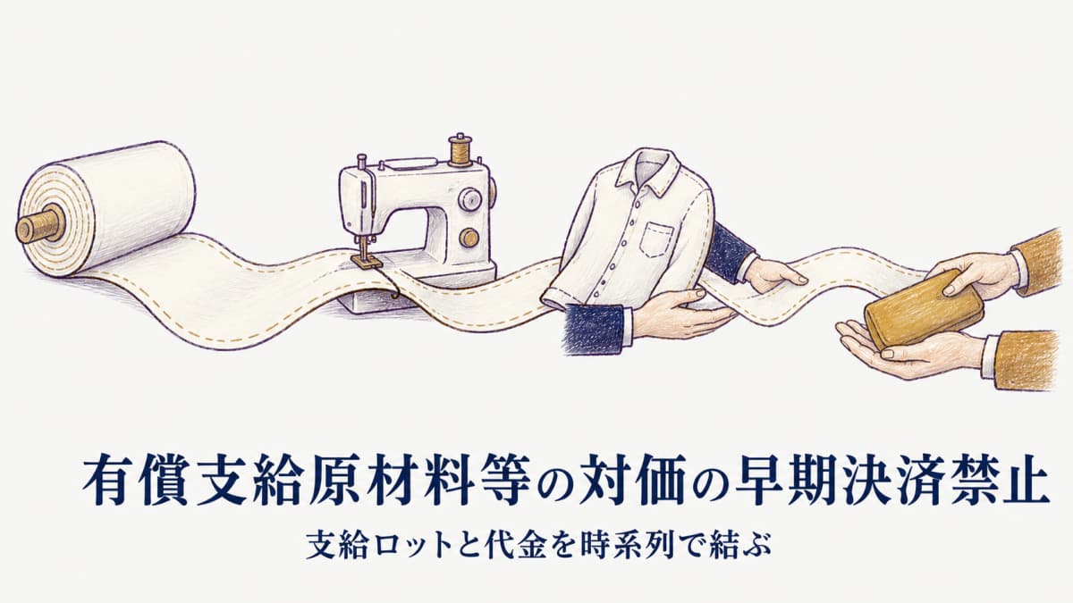 有償支給原材料等の対価の早期決済禁止|生地相殺の実務【2026年版】